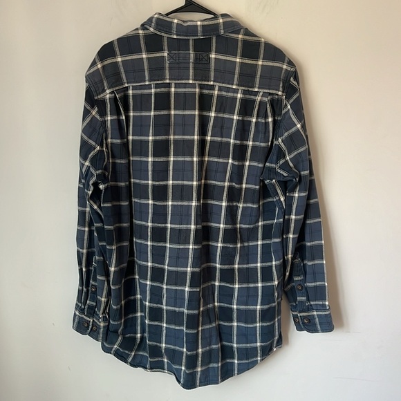 Duluth Trading Heavy Flannel Shacket Men's Sz XL Tall Blue/White Long Sleeve ! - Picture 5 of 8